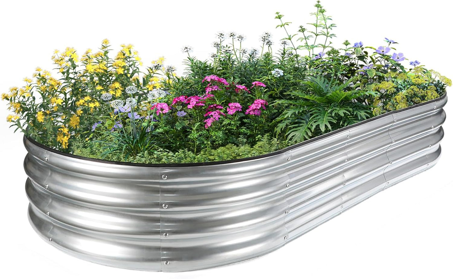8×4×1ft Oval Raised Garden Bed,Galvanized Raised Garden Bed Kit Outdoor Metal Gardening Planter Box for Vegetable, Fruits, Flower,Herbs