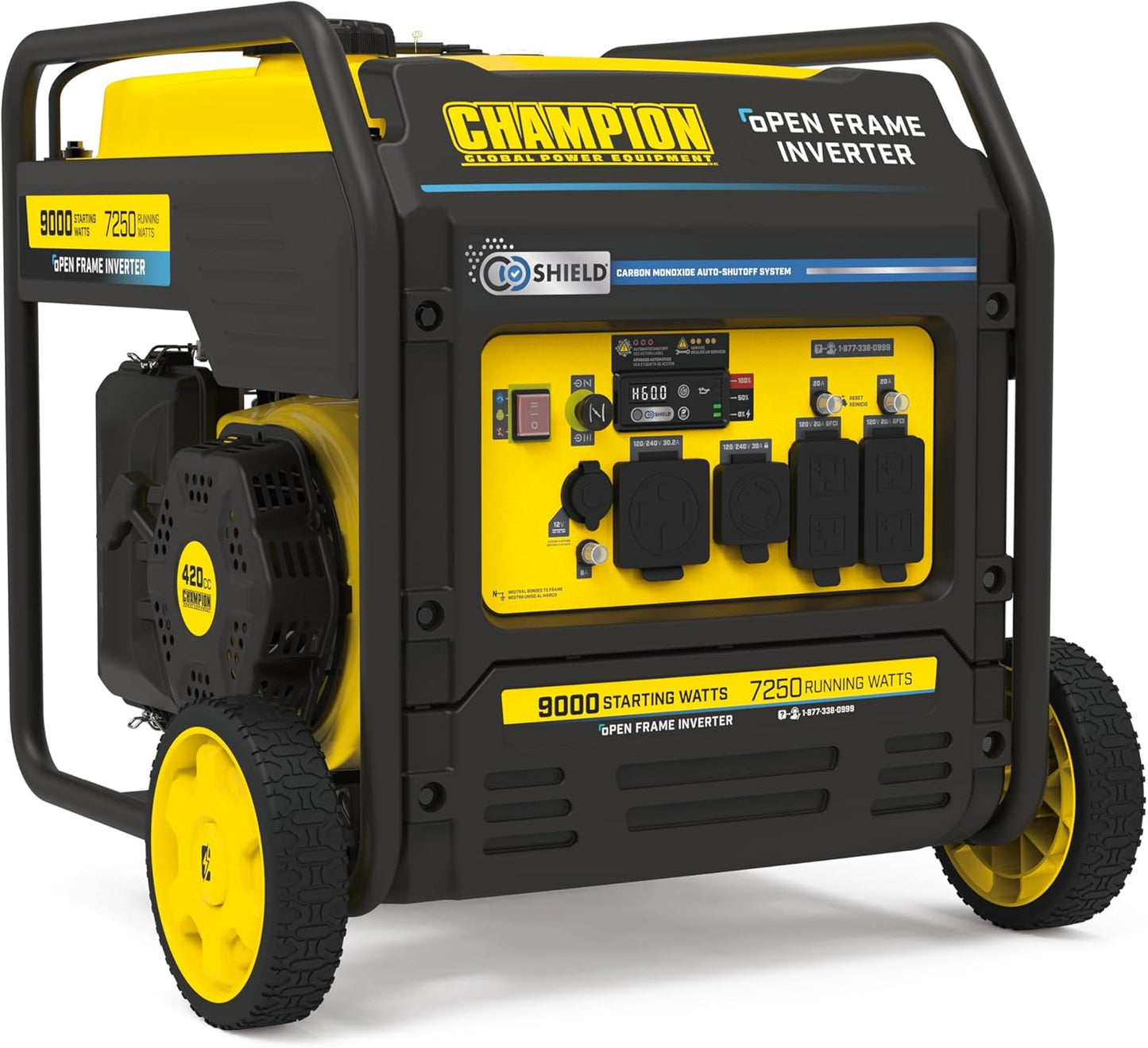 9000-Watt Tri-Fuel Inverter Generator w/ Electric Start | Quiet Tech + CO Shield | Gasoline, Propane & Natural Gas Powered | Home Backup, RV, Construction, Emergency Ready