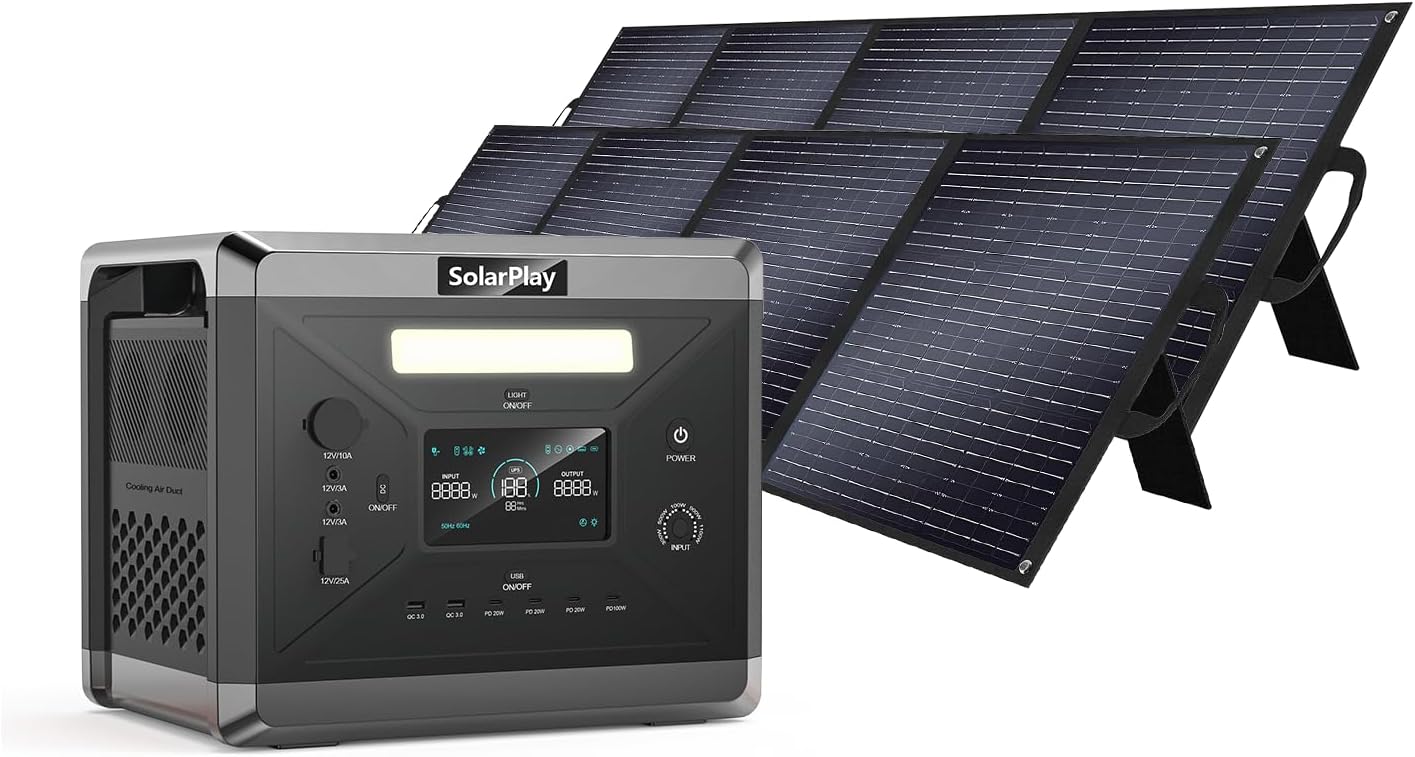 SolarPlay Portable Power Station 2400W – 2160Wh Solar Generator with LiFePO4 Battery, 1.5Hrs Fast Charging, 4 AC Outlets (Peak 4800W) Emergency Power Station for Home, Camping & Outdoor Battery Backup