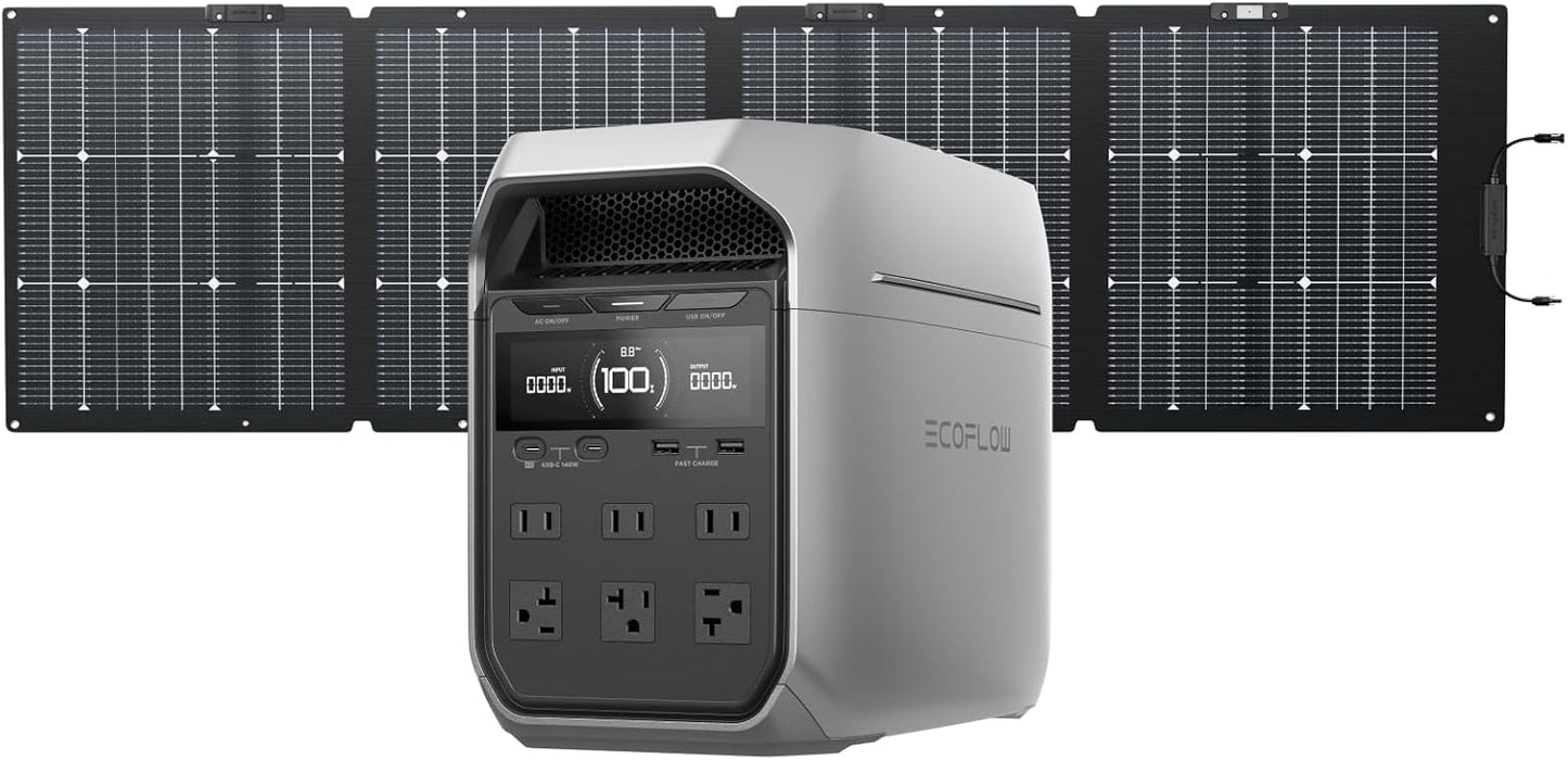 Portable Power Station DELTA 3 Plus – 1024Wh LiFePO4 Battery, 1800W AC/140W USB-C Output, Solar Generator (Solar Panel Optional) for Home Backup, Camping & RV