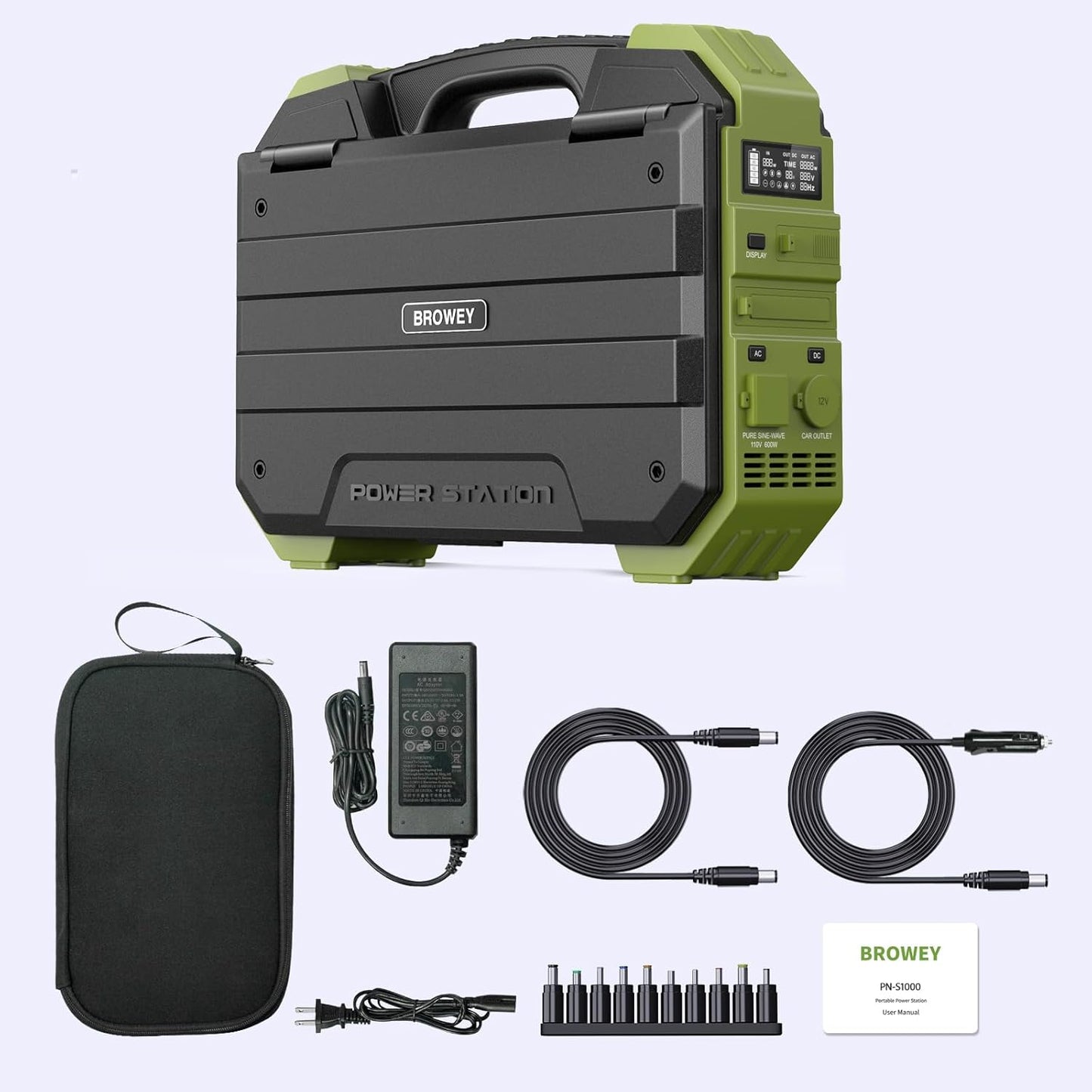 1000W Portable Power Station with Built-in Solar Panel – 614Wh LiFePO4 Battery Pack, AC/DC/USB/PD Outputs for Camping, RV Travel, Emergency Preparedness