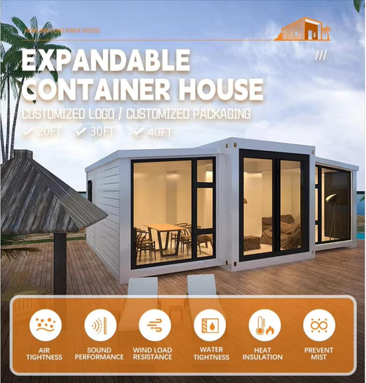 🏡 Luxury Prefab Villa Tiny Home | 2 Bedroom Expandable Modern Container House | Fully Equipped Bathroom & Kitchen | Casa Modular Home for Adults, Off-Grid, Airbnb, or Guest Living