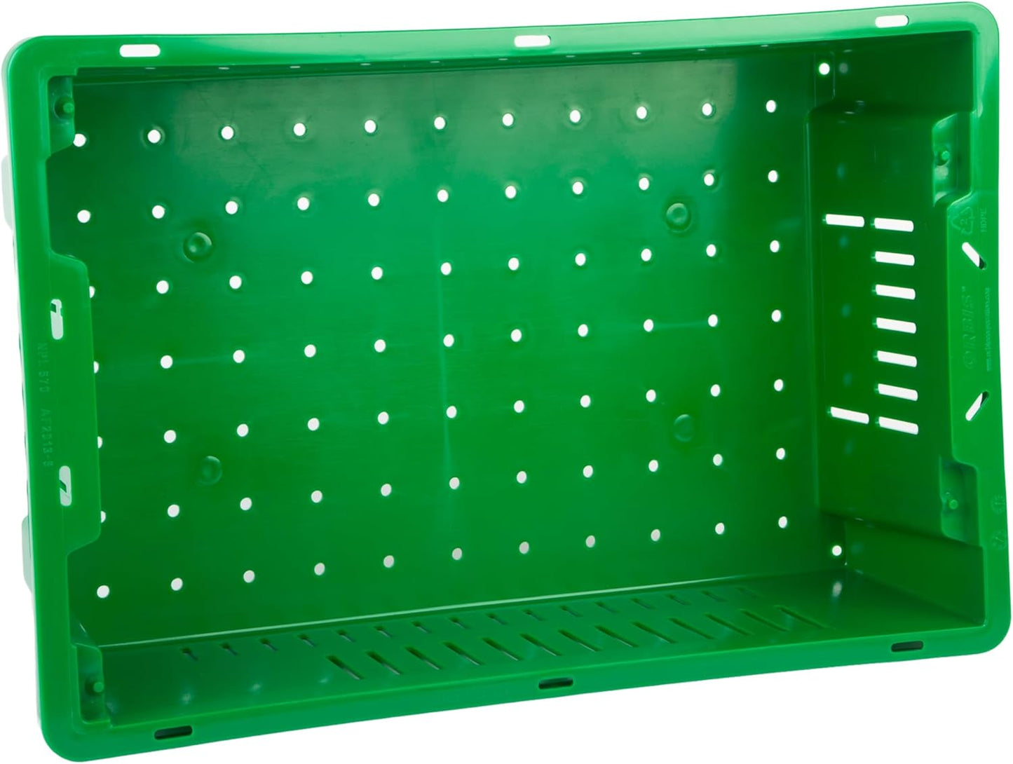 20 x 13 x 5.6" Agricultural Nest and Stack Vented Crate Storage Container, 4.5 Gallon, Green (1 Pack)