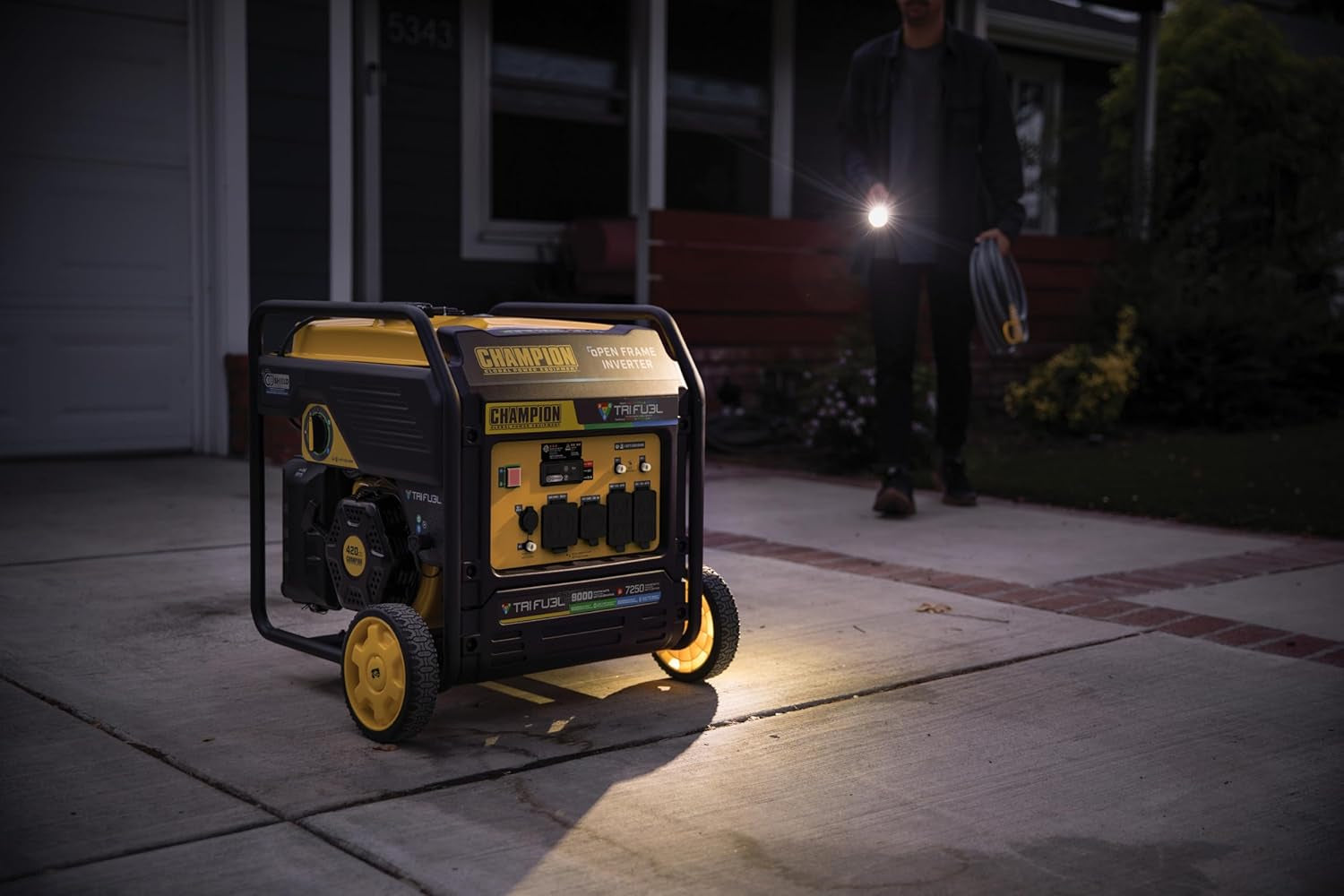  9000-Watt Tri-Fuel Inverter Generator w/ Electric Start  | Quiet Tech + CO Shield  | Gasoline, Propane & Natural Gas Powered  | Home Backup, RV, Construction, Emergency Ready