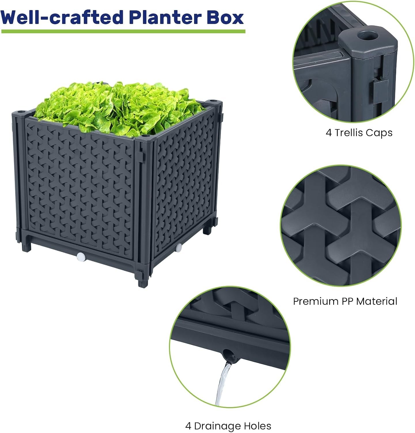 Raised Garden Bed Planter Box with Trellis, 41.3” Tomato Planters for Climbing Plants Vegetable Vine Flowers Outdoor Patio, Tomatoes Cage w/Self-Watering