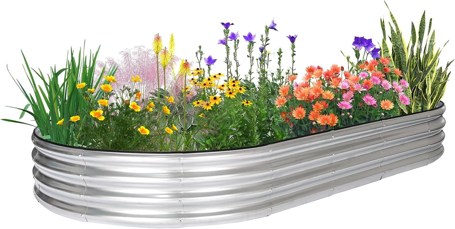 8×4×1ft Oval Raised Garden Bed,Galvanized Raised Garden Bed Kit Outdoor Metal Gardening Planter Box for Vegetable, Fruits, Flower，Herbs