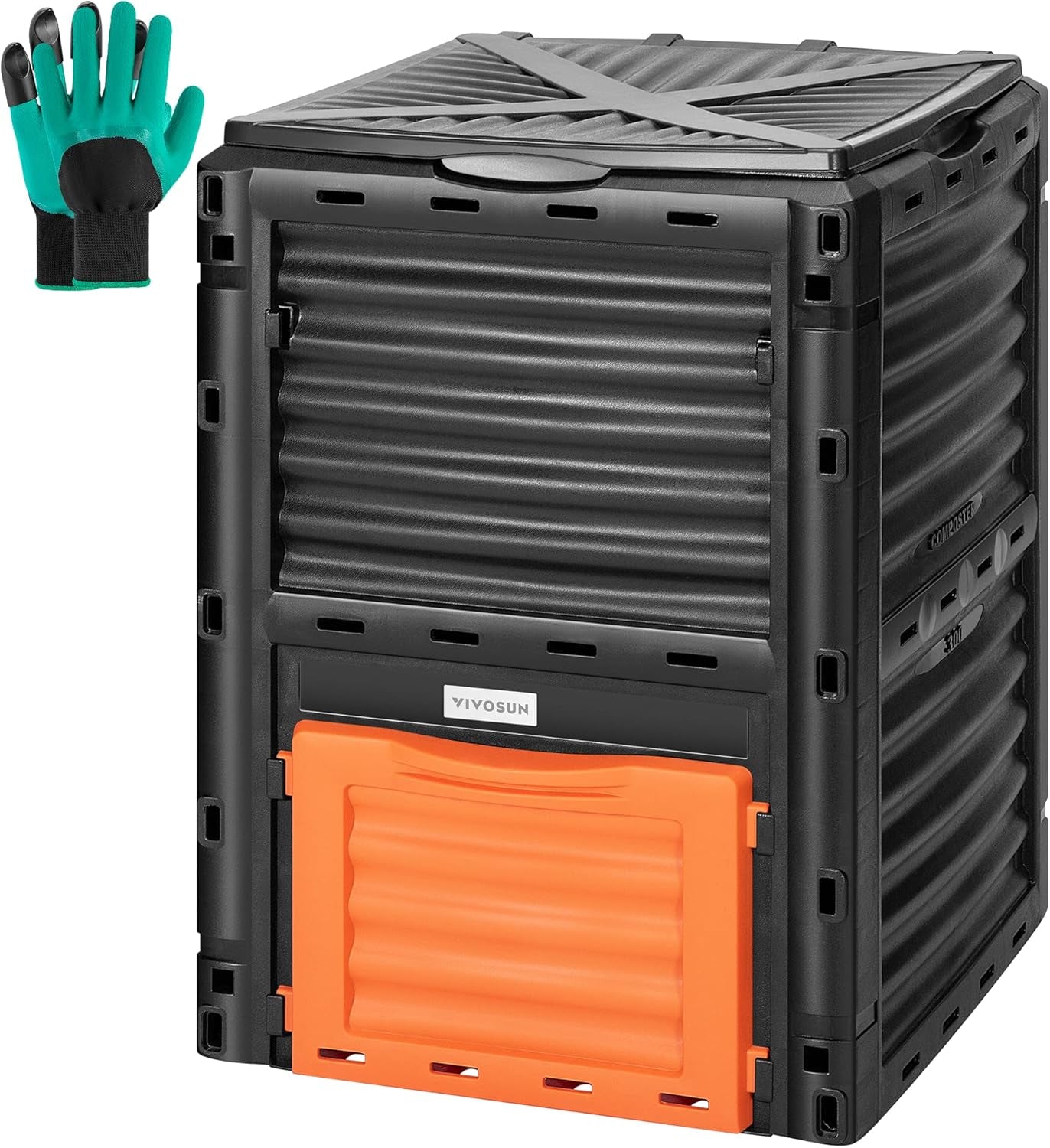 Compost Bin 80Gallon (300L), Outdoor Composter W/Large Capacity & Easy Assembling, Compost Barrel for Fast Creation of Fertile Soil