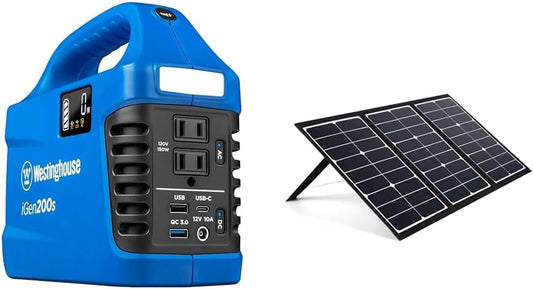 194Wh 300 Peak Watt Portable Power Station and Solar Generator & Portable 60W Solar Panel for Portable Power Stations, iPhone, iPad, Tablets, Laptop - Trustedcleantech