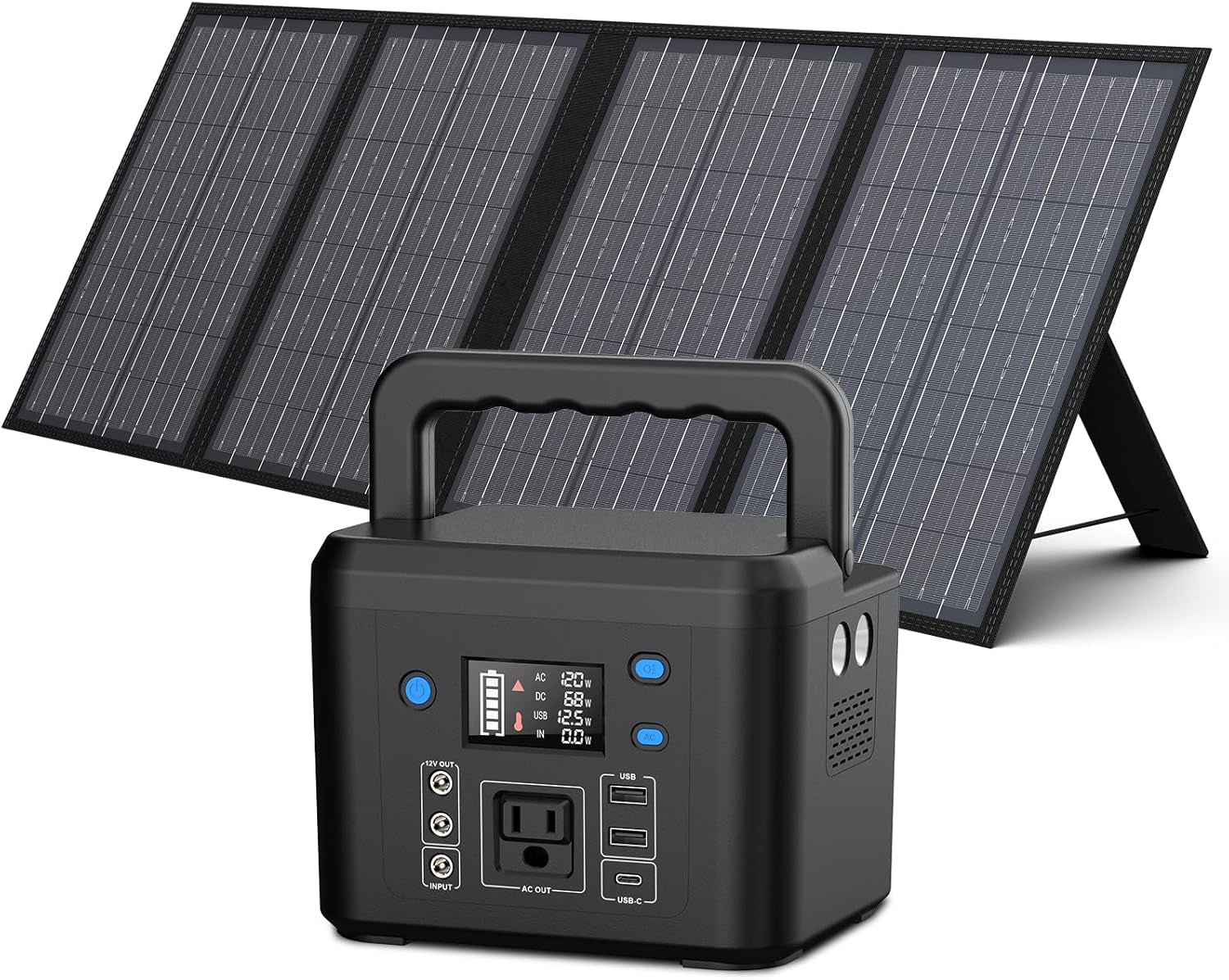 200W Solar Generator with Panel, 120Wh/200W Portable Power Station with 60W Foldable Solar Panel for Outdoor Camping - Trustedcleantech