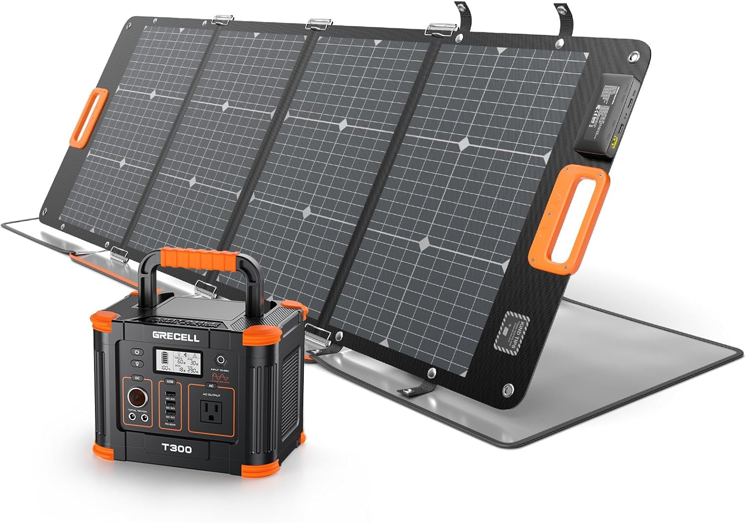 Portable Power Station 300W 288Wh with 120W Bifacial Solar Panel Foldable for Solar Generator