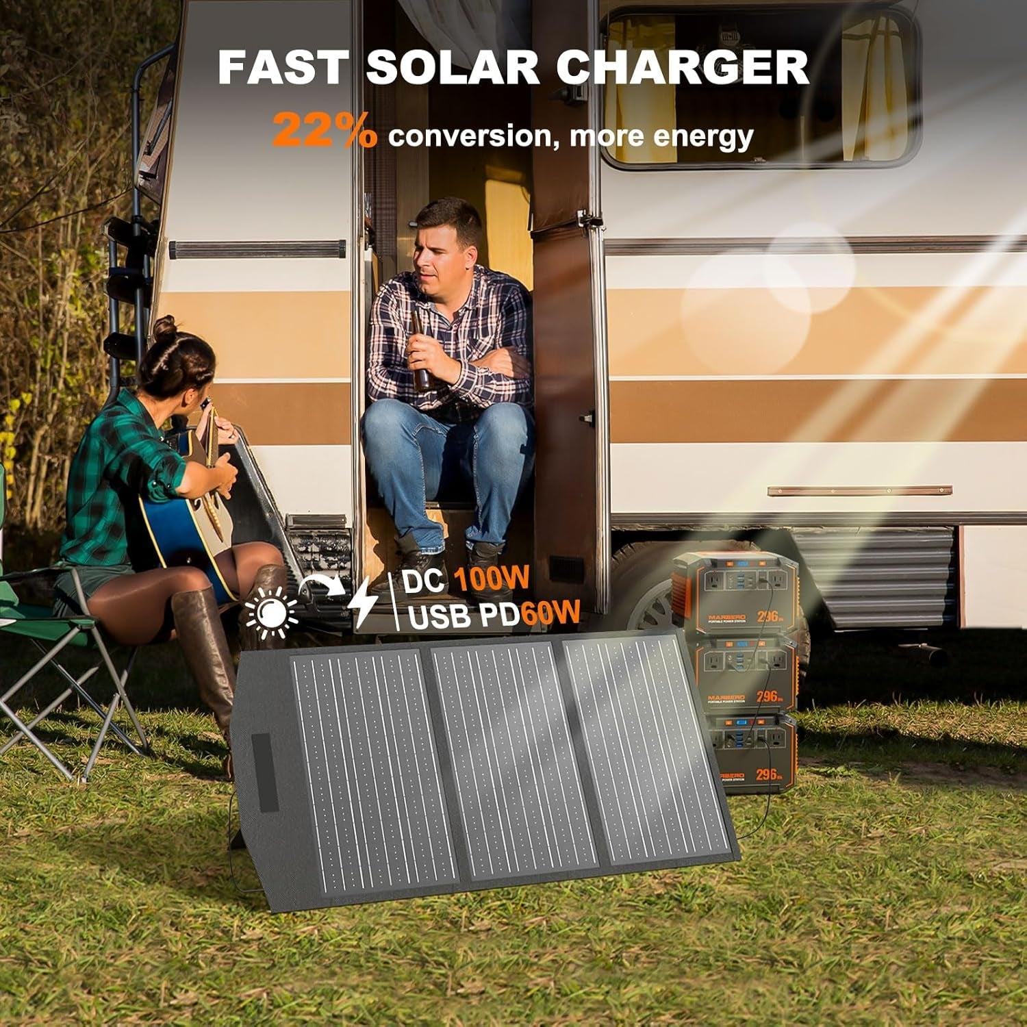 236.8Wh Portable Power Station with 100W Portable Solar Panel Set - Trustedcleantech