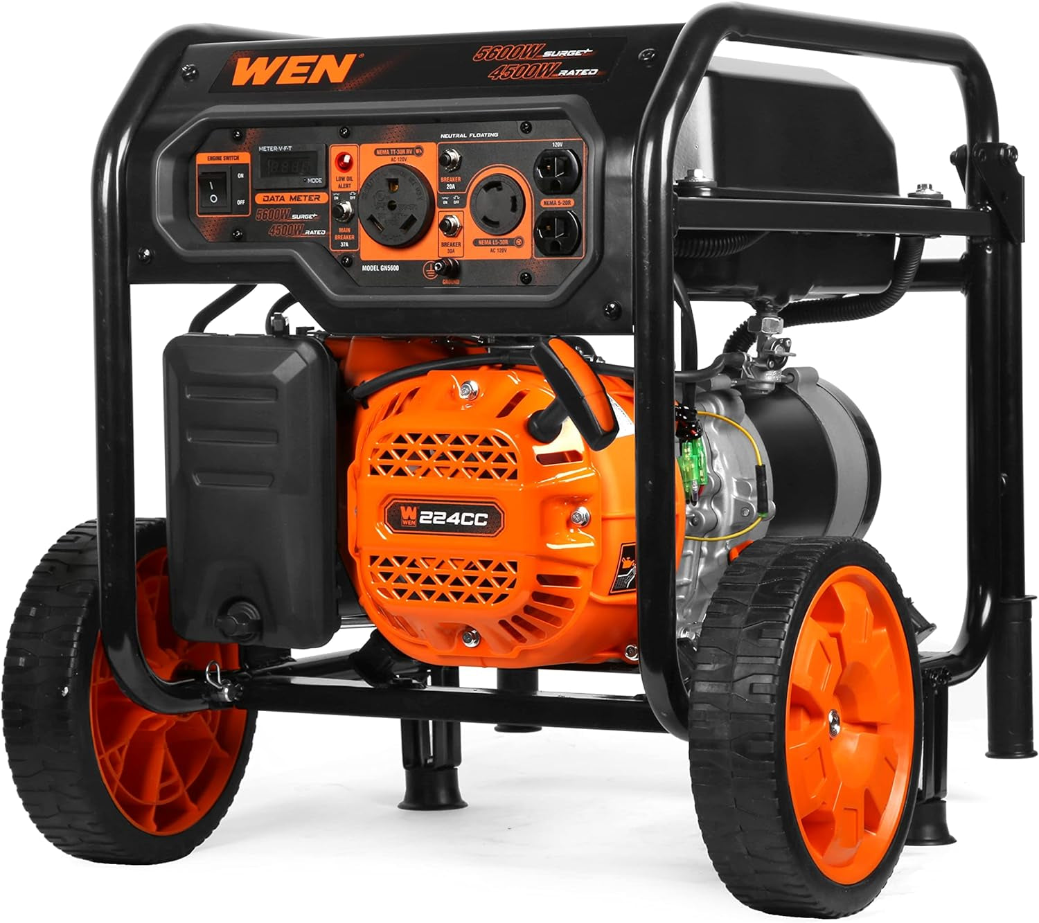 56475 4750-Watt Portable Generator with Electric Start and Wheel Kit, Yellow and Black