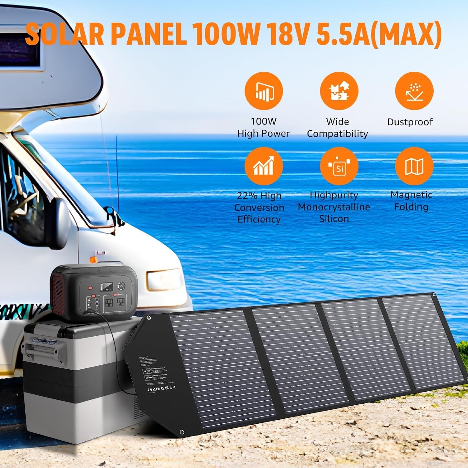 250W Portable Power Station with Portable Solar Panel 100W, Solar Generator Outdoor Backup Battery Supply with AC Outlet 67500mAh for Tent Camping, Home Emergency, Traveling, RV Trip - Trustedcleantech