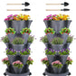 Vertical Planter 7 Tier Stackable Planters Garden Planters Strawberry Herb Flower and Vegetable Planter Indoor Outdoor Gardening Pots with Removable Wheels and Tools