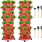 Vertical Planter 7 Tier Stackable Planters Garden Planters Strawberry Herb Flower and Vegetable Planter Indoor Outdoor Gardening Pots with Removable Wheels and Tools