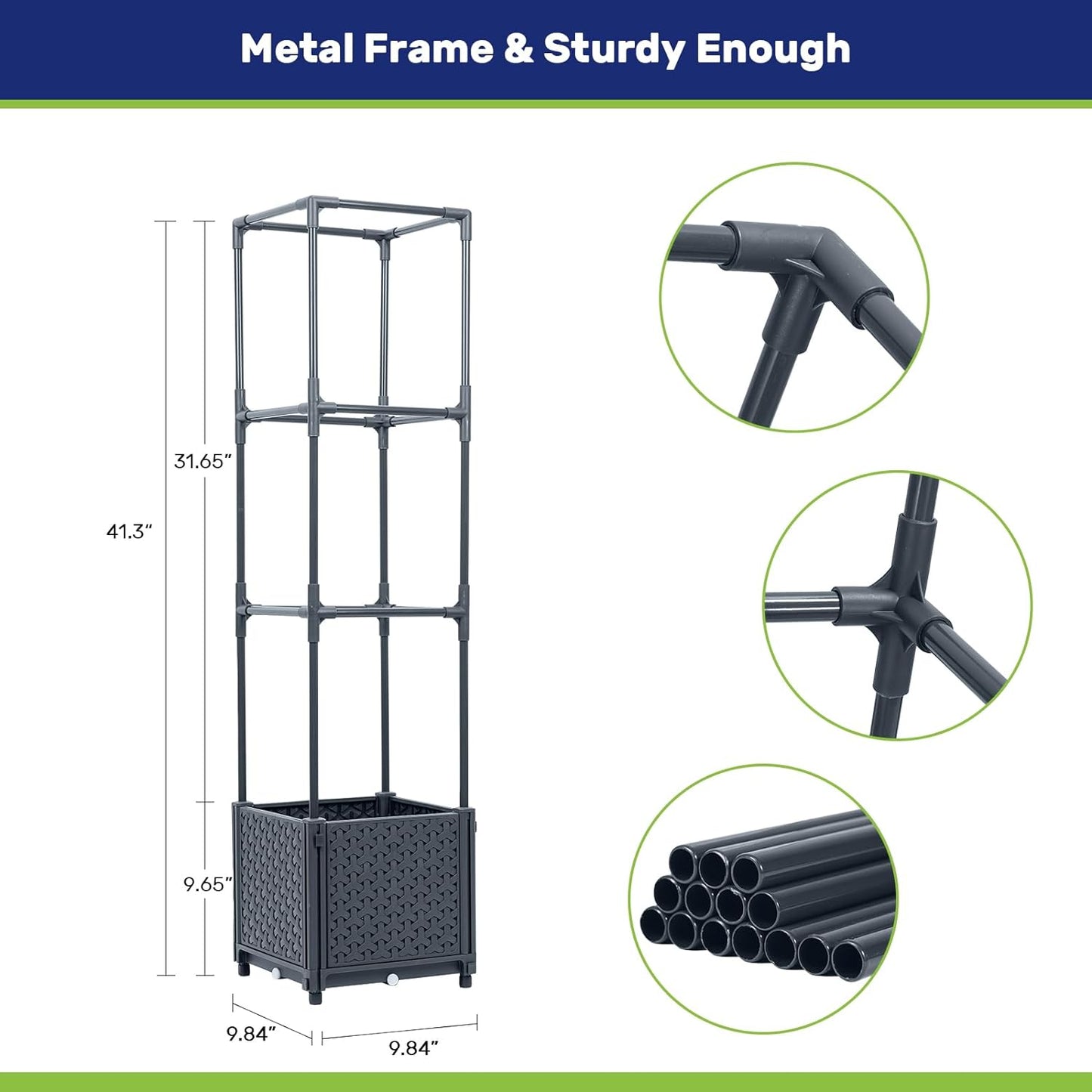 Raised Garden Bed Planter Box with Trellis, 41.3” Tomato Planters for Climbing Plants Vegetable Vine Flowers Outdoor Patio, Tomatoes Cage w/Self-Watering