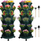 Vertical Planter 7 Tier Stackable Planters Garden Planters Strawberry Herb Flower and Vegetable Planter Indoor Outdoor Gardening Pots with Removable Wheels and Tools