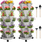 Vertical Planter 7 Tier Stackable Planters Garden Planters Strawberry Herb Flower and Vegetable Planter Indoor Outdoor Gardening Pots with Removable Wheels and Tools