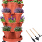 Vertical Planter 7 Tier Stackable Planters Garden Planters Strawberry Herb Flower and Vegetable Planter Indoor Outdoor Gardening Pots with Removable Wheels and Tools