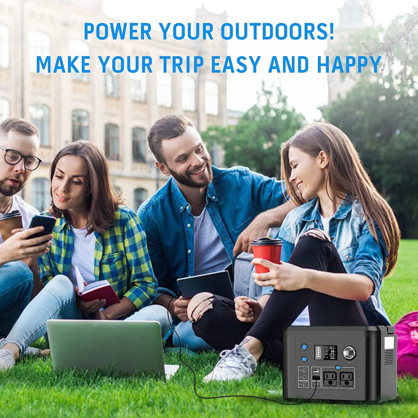 350W Portable Solar Generator with 60W Solar Panel,  70,000mAh Backup Lithium Battery, 110V/350W Pure Sine Wave AC Outlet, Power Station with Solar Panel for Outdoors Camping Travel Hunting