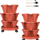 Vertical Planter 7 Tier Stackable Planters Garden Planters Strawberry Herb Flower and Vegetable Planter Indoor Outdoor Gardening Pots with Removable Wheels and Tools