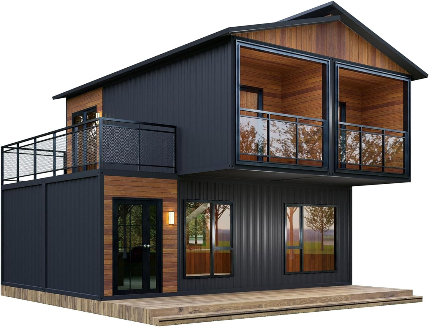 Barn Homes Double Story Flat Pack House with Bathroom and Kitchen, Foldable Tiny Home, 20ft & 40ft, Mobile House, Modular Homes, Container Homes, Tiny House to Live in, Cabin Prefab (20 FT).