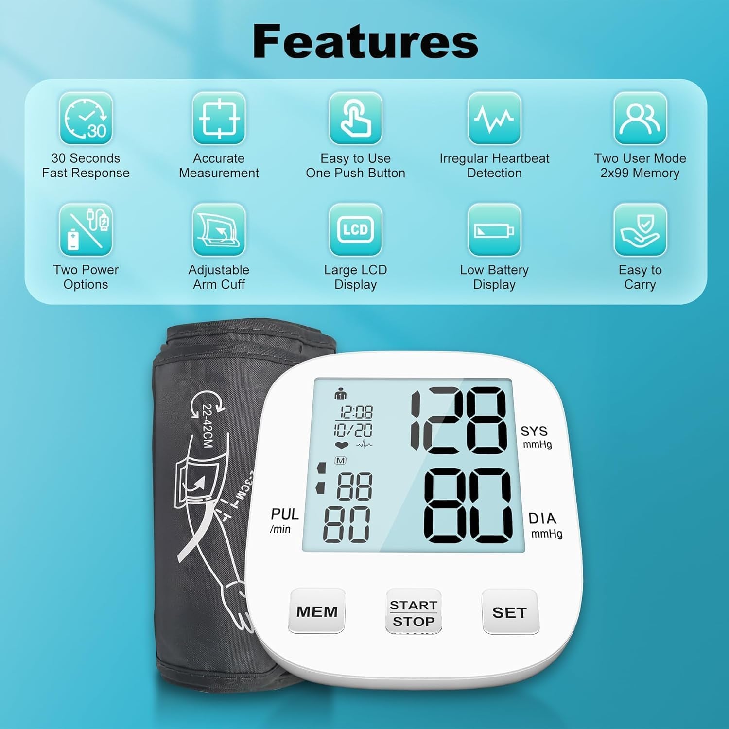 Pulse Oximeter and Automatic Upper Arm Blood Pressure Monitors for Home Use