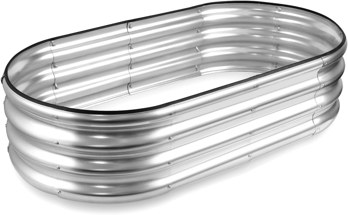 8×4×1ft Oval Raised Garden Bed,Galvanized Raised Garden Bed Kit Outdoor Metal Gardening Planter Box for Vegetable, Fruits, Flower，Herbs