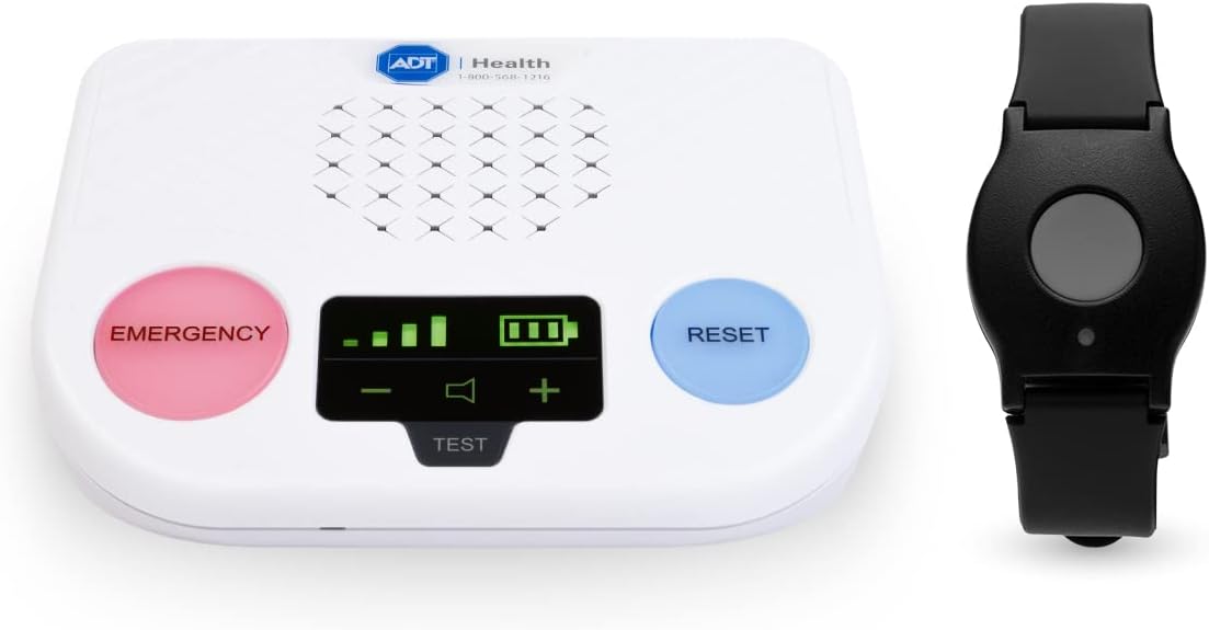 Medical Alert Plus – In-Home Medical Alert System for Seniors with 4G Cellular, 600ft Range, Temperature Monitoring & 24/7 U.S. Based Emergency Support (Black Wristband)