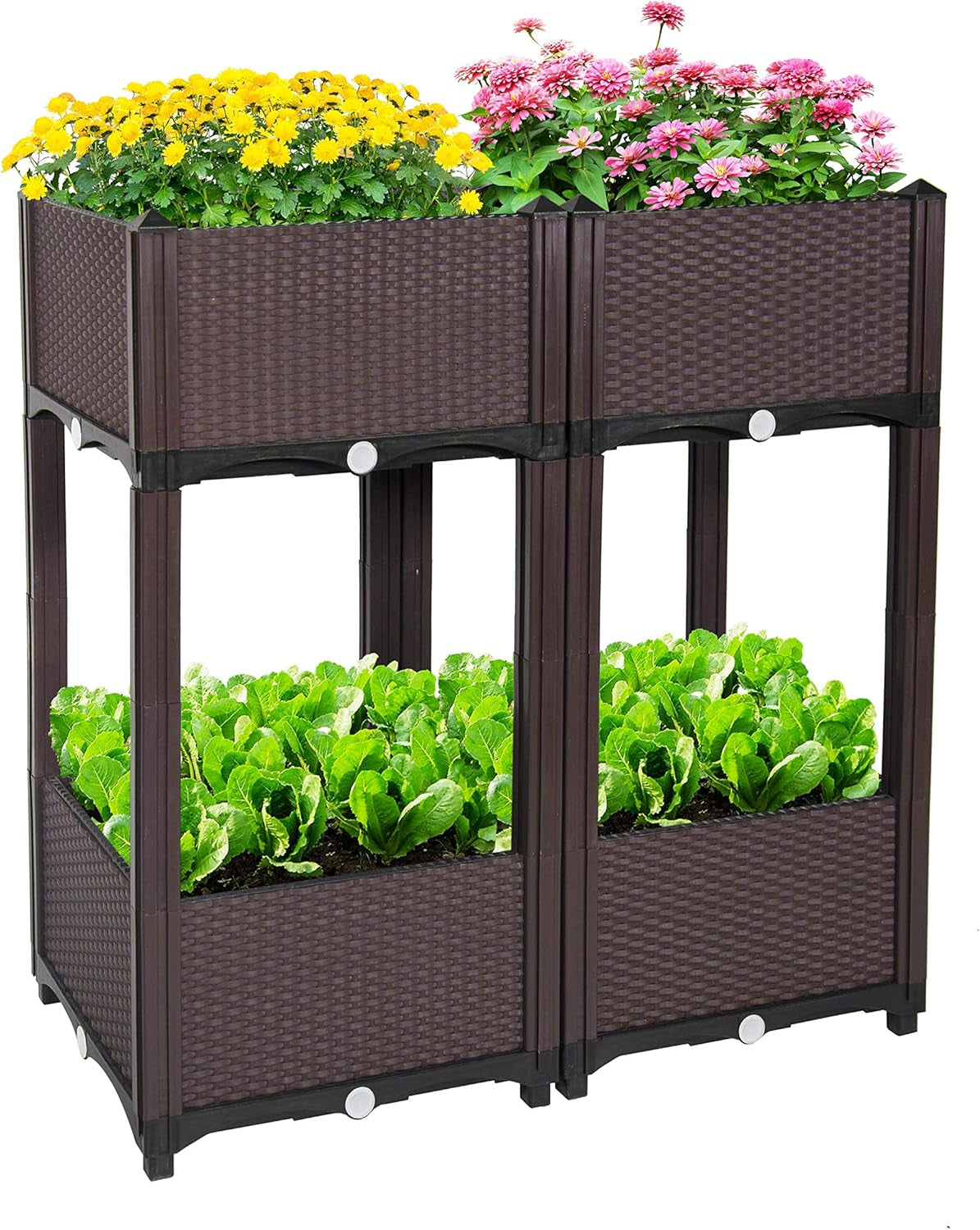 Elevated Raised Garden Bed Planter with Drainage Plug – Perfect for Vegetables, Flowers, and Herbs – Outdoor Standing Garden Box Kit