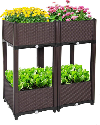 Elevated Raised Garden Bed Planter with Drainage Plug – Perfect for Vegetables, Flowers, and Herbs – Outdoor Standing Garden Box Kit