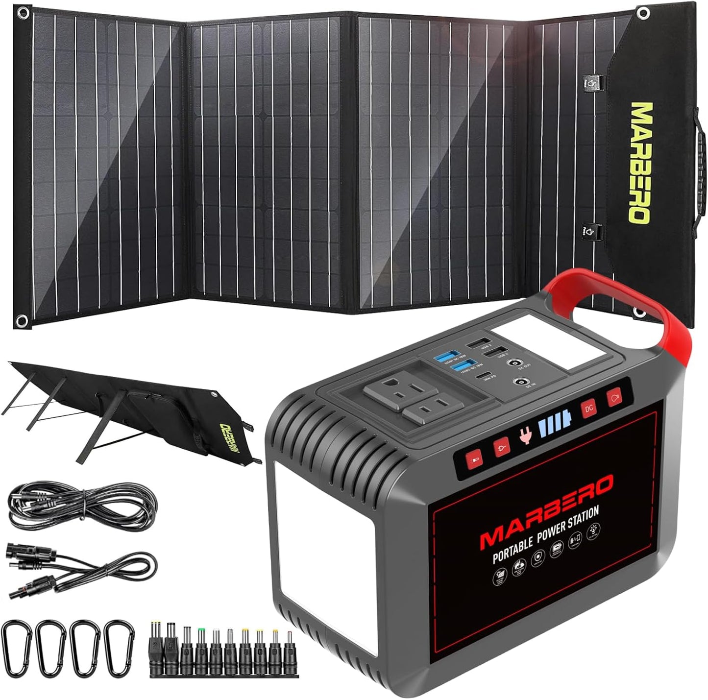 Solar Generator 375W Peak Portable Power Station with Solar Panel Included Camping Power Supply 237Wh with Foldable Solar Panel 100W for Outdoor RV Fishing Emergency