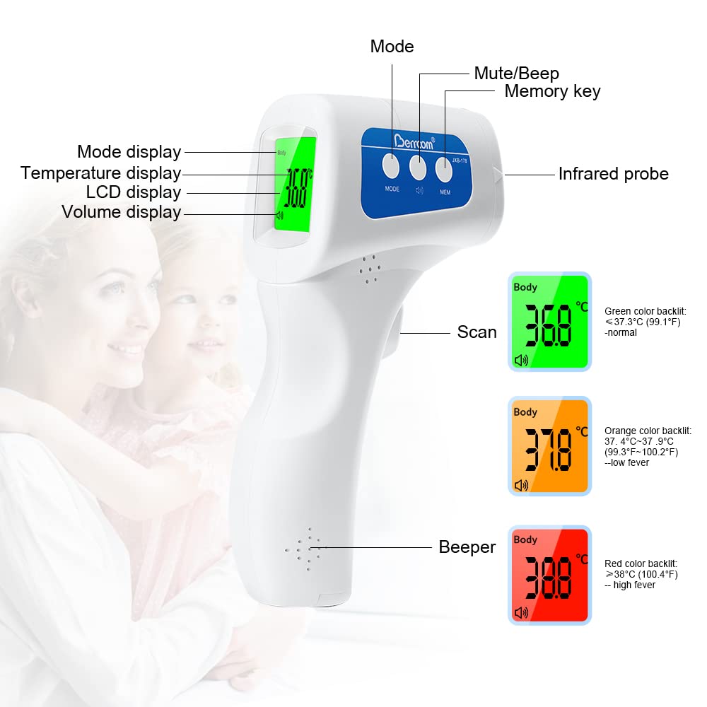 Digital Non-Contact Infrared Forehead Thermometer  | 3-in-1 Contactless Thermometer for Baby, Kids & Adults | Instant Fever Check | Temperature Gun for Home & Medical Use