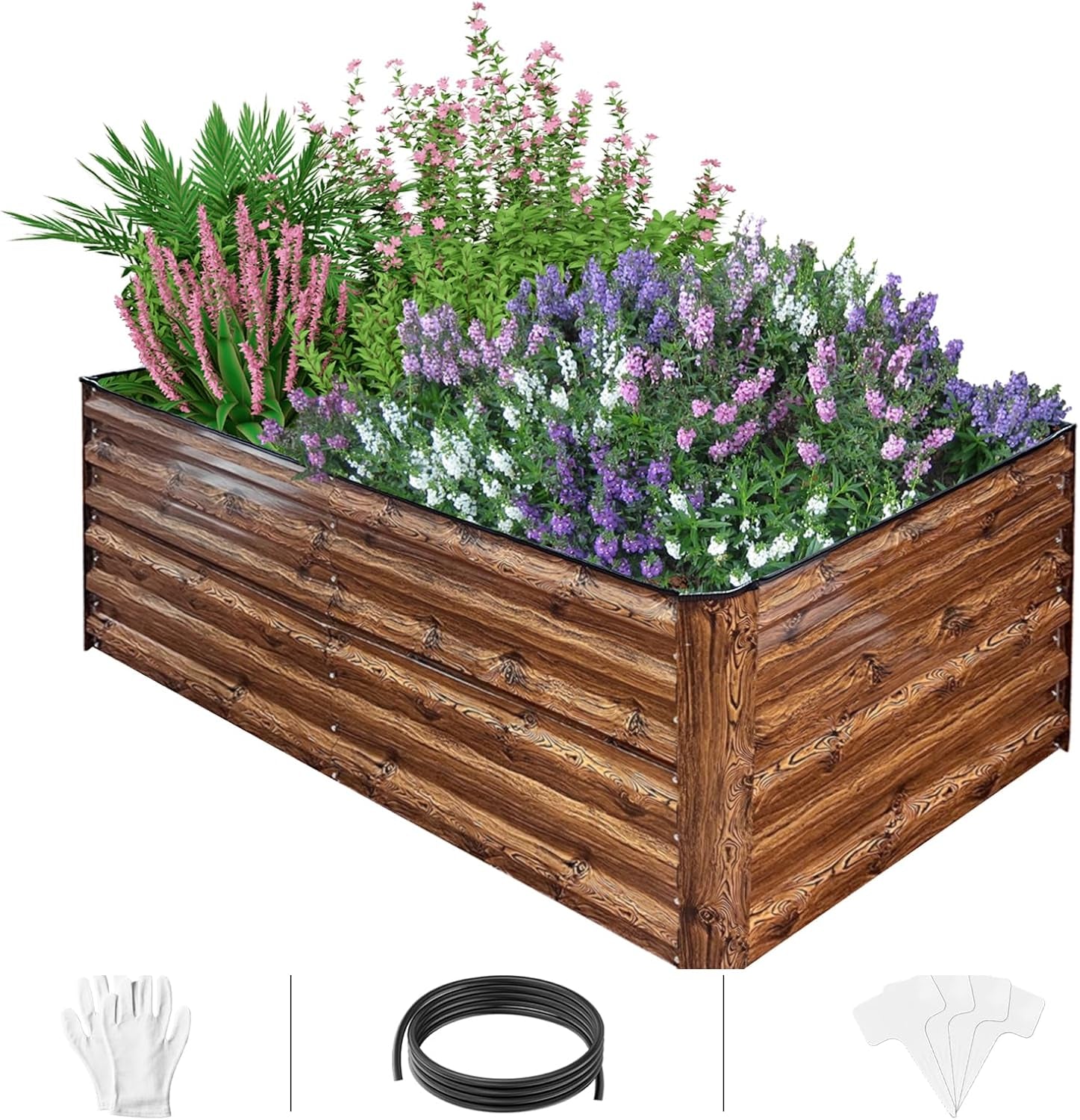  Metal Raised Garden Bed 6x3x2FT | Deep Planter Box for Vegetables, Herbs & Flowers  | 269 Gallon Capacity – Wood Grain Finish  | Outdoor Gardening Box