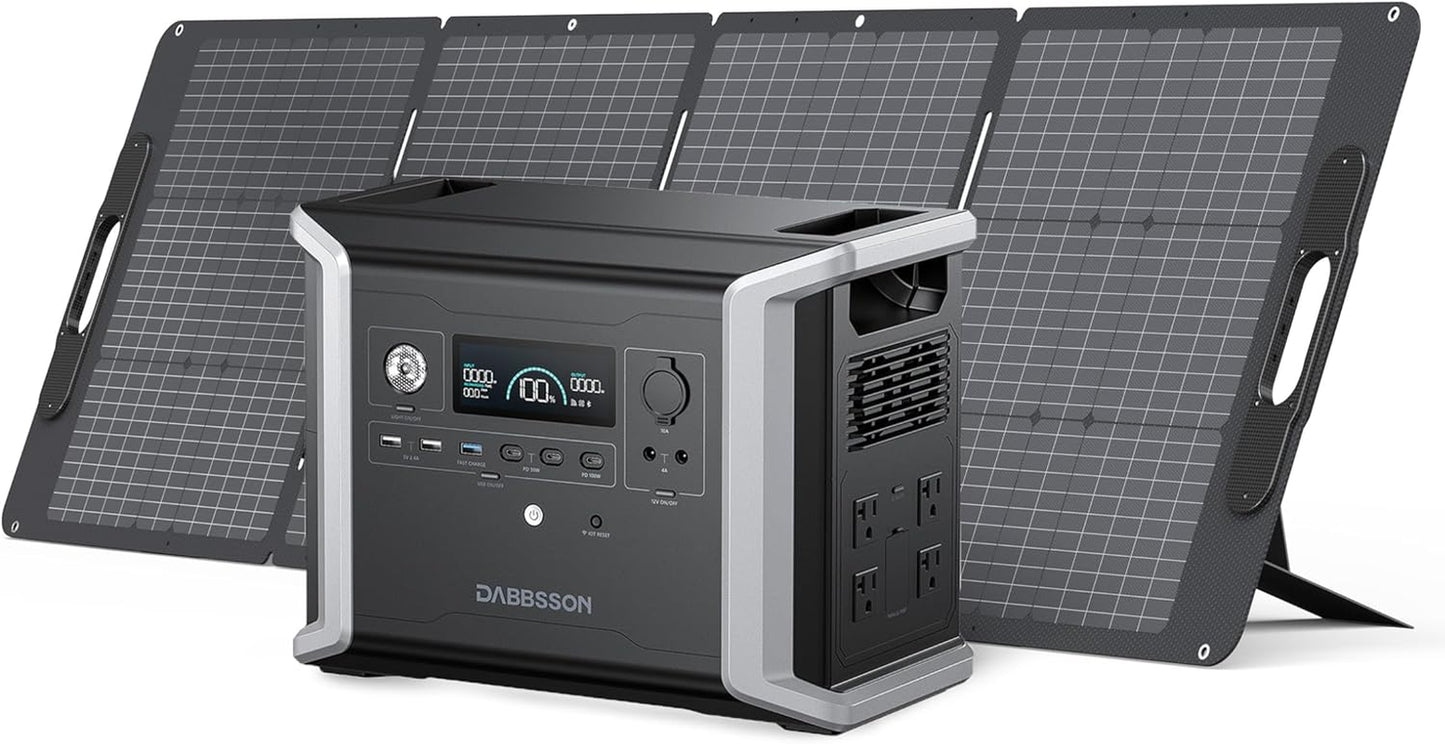 DBS1300 Portable Power Station with 210W Solar Panel, 1330Wh EV Semi-Solid State LiFePO4 Battery, 4 X 1200W AC Outlets(1600W with P-Boost), Solar Generator for Outdoor Camping, Home Backup