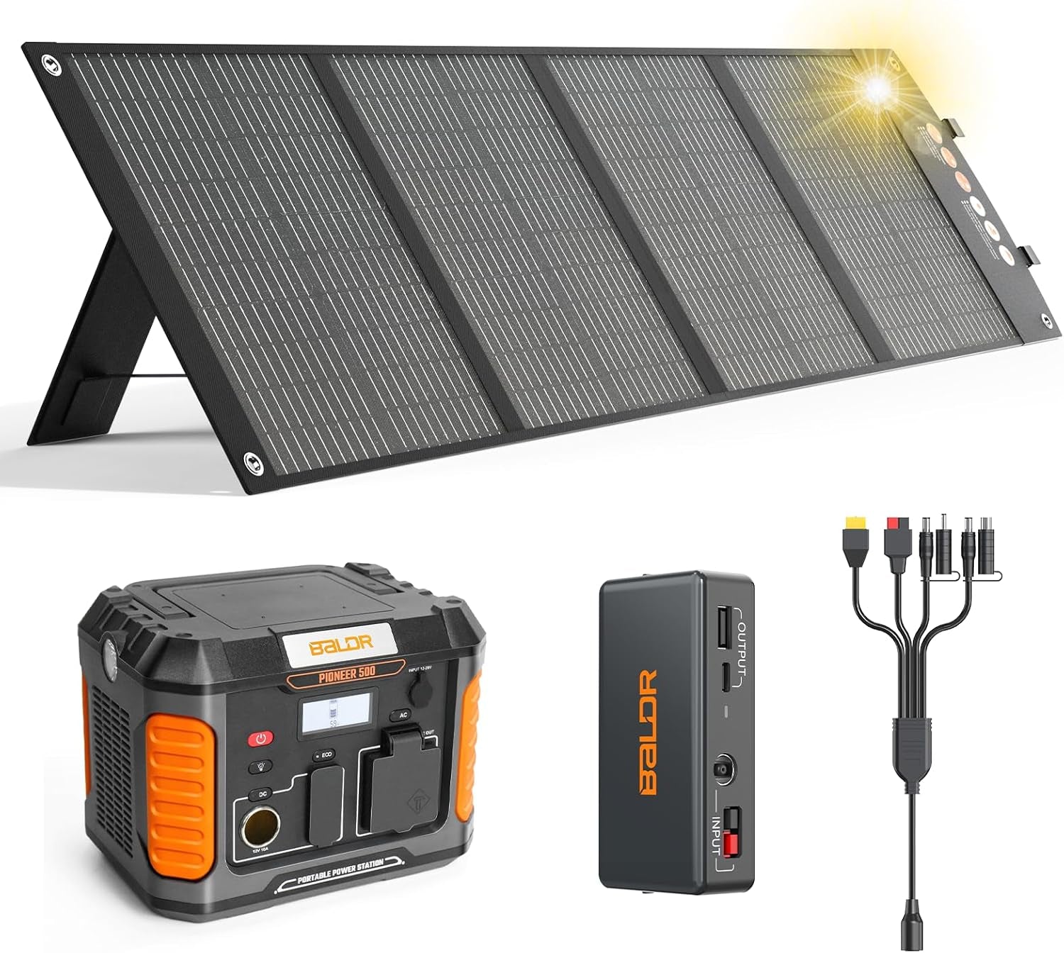 Portable Solar Generator, 500W Portable Power Station with Foldable 120W Solar Panel Included Ideal for Home Backup, Emergency, Outdoor Camping.