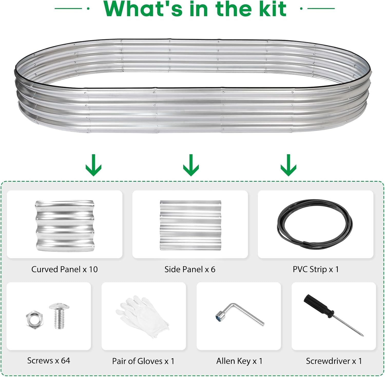 8×4×1ft Oval Raised Garden Bed,Galvanized Raised Garden Bed Kit Outdoor Metal Gardening Planter Box for Vegetable, Fruits, Flower，Herbs