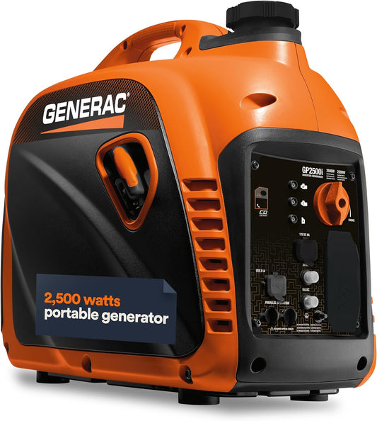 8251 GP2500i 2,500-Watt Gas Powered Portable Inverter Generator - Compact and Lightweight Design - Produces Clean, Stable Power - COsense Technology - CARB Compliant - Orange/Black