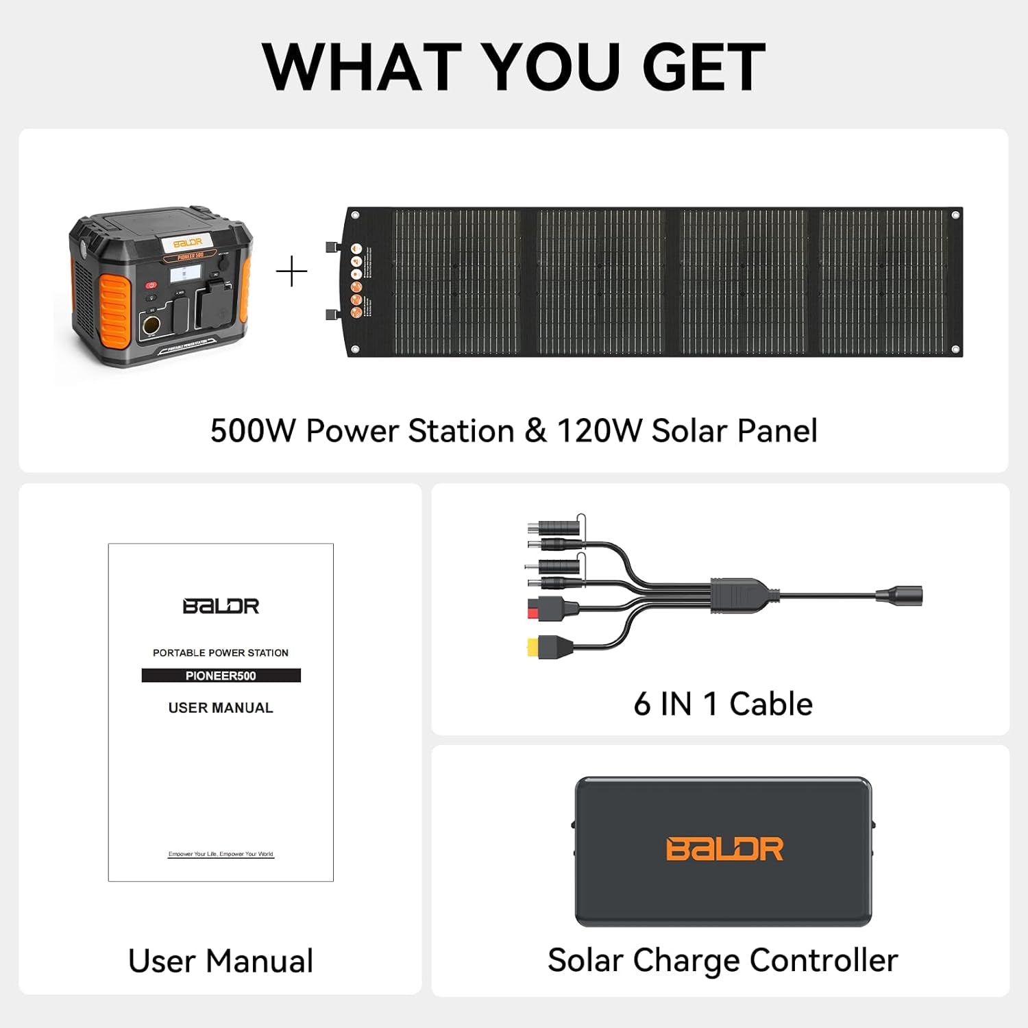 Portable Solar Generator, 500W Portable Power Station with Foldable 120W Solar Panel Included Ideal for Home Backup, Emergency, Outdoor Camping.