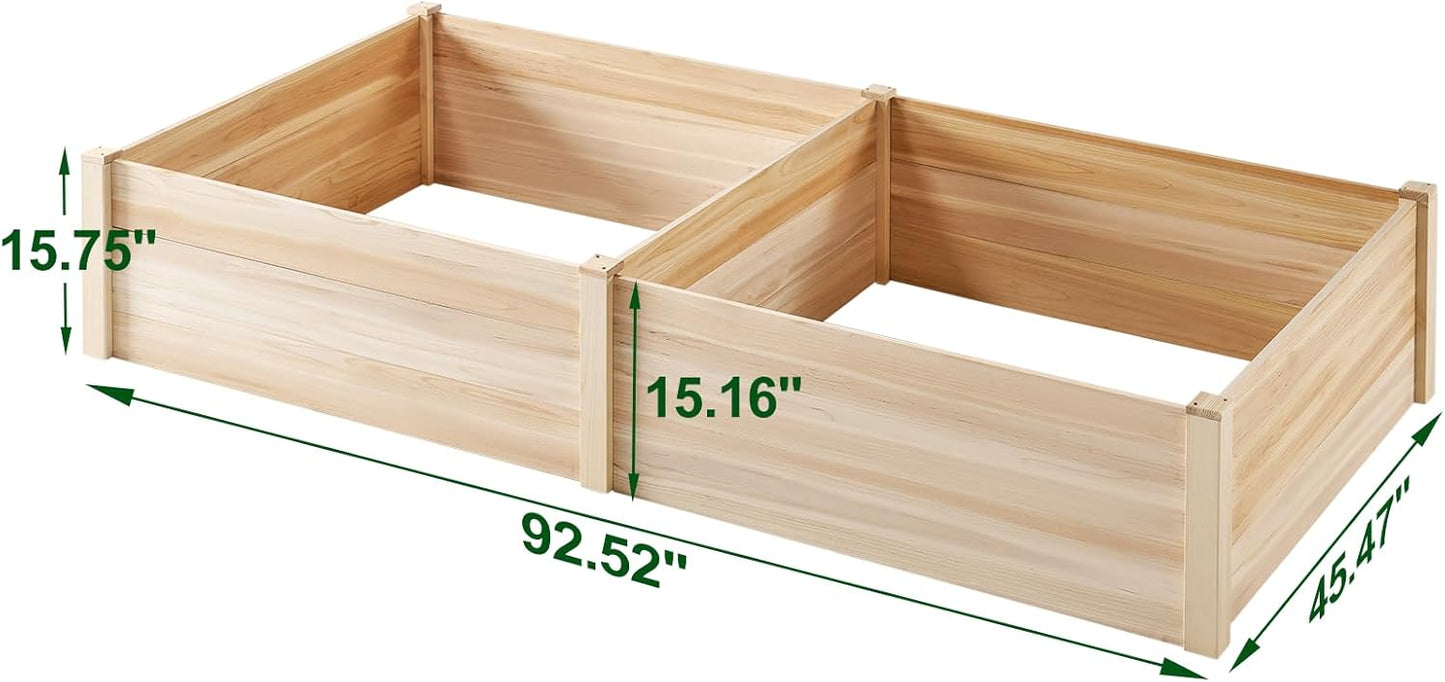 8x4 Ft Wood Raised Garden Bed – Durable 15-Inch Depth Planter Box for Vegetables, Herbs, and Flowers – Ideal for Outdoor Gardening with Open Base