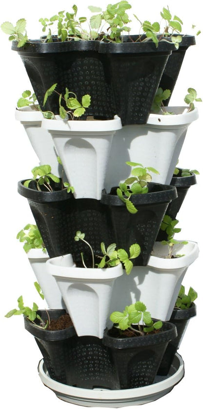 5-Tier Stackable Strawberry, Herb, Flower, and Vegetable Planter - Vertical Garden for Indoor/Outdoor Use