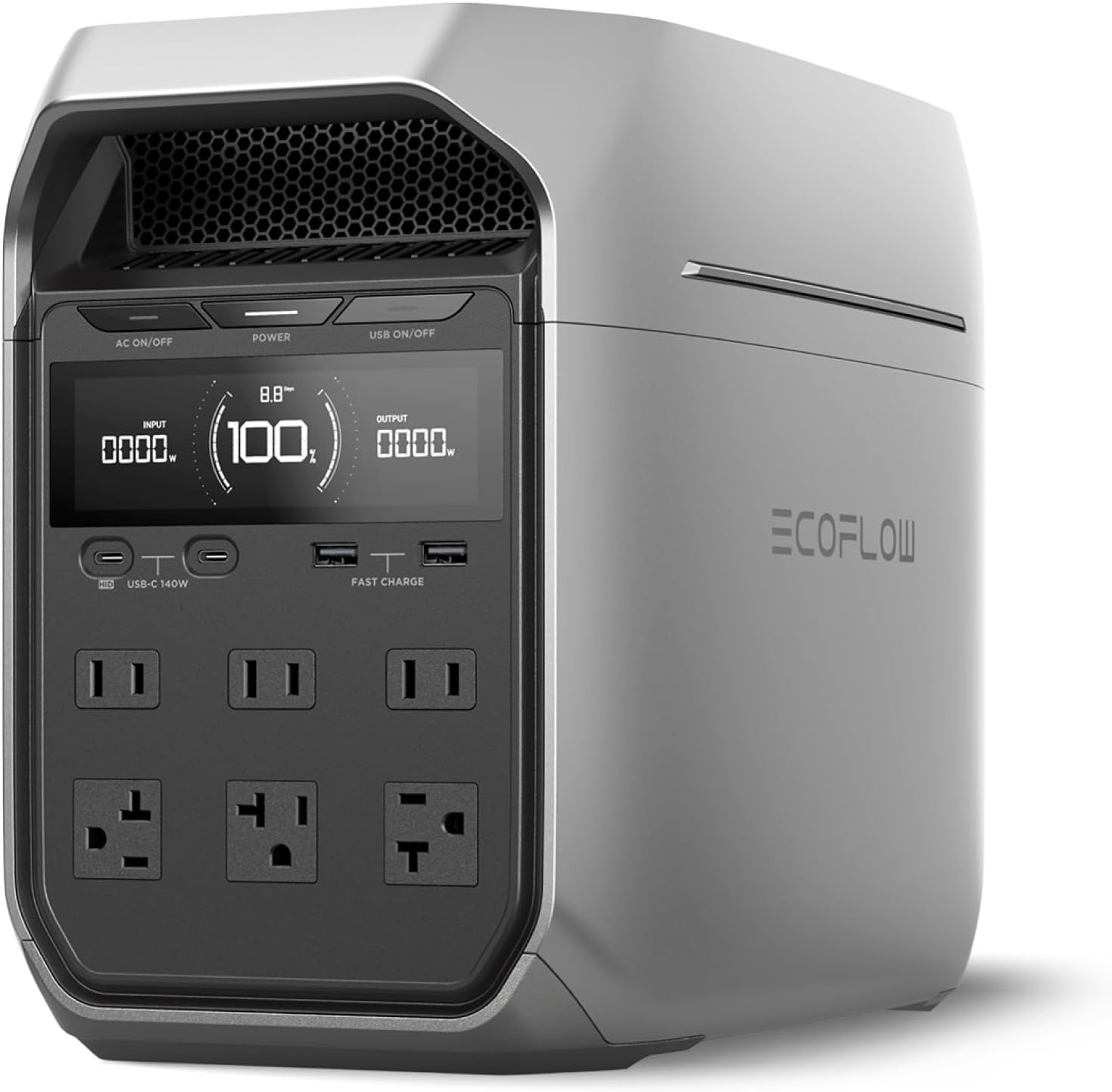 Portable Power Station DELTA 3 Plus – 1024Wh LiFePO4 Battery, 1800W AC/140W USB-C Output, Solar Generator (Solar Panel Optional) for Home Backup, Camping & RV
