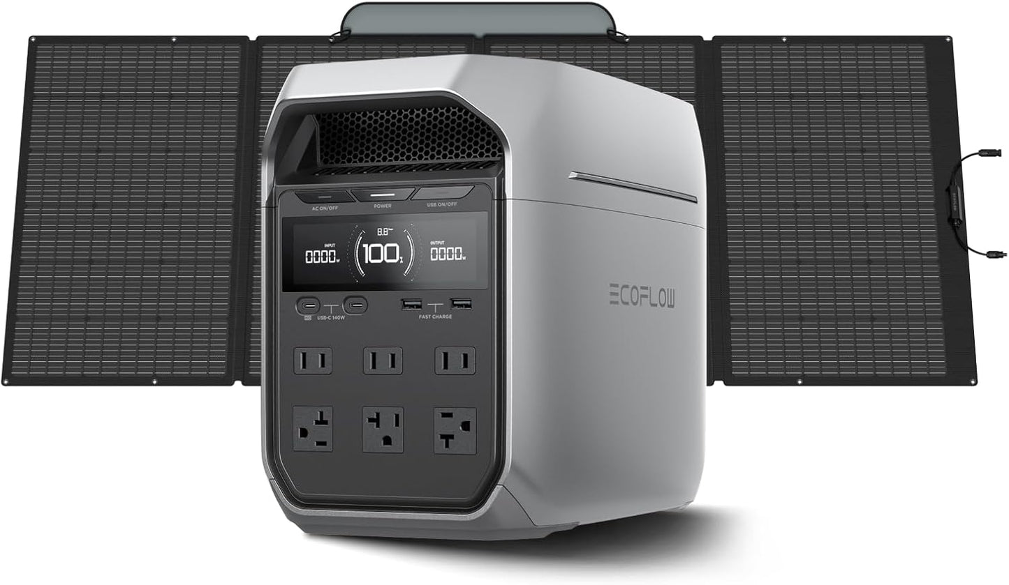 Portable Power Station DELTA 3 Plus – 1024Wh LiFePO4 Battery, 1800W AC/140W USB-C Output, Solar Generator (Solar Panel Optional) for Home Backup, Camping & RV