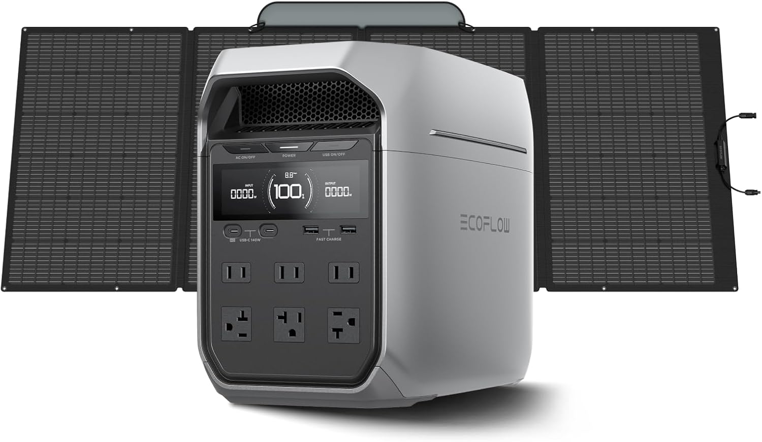 Portable Power Station DELTA 3 Plus – 1024Wh LiFePO4 Battery, 1800W AC/140W USB-C Output, Solar Generator (Solar Panel Optional) for Home Backup, Camping & RV