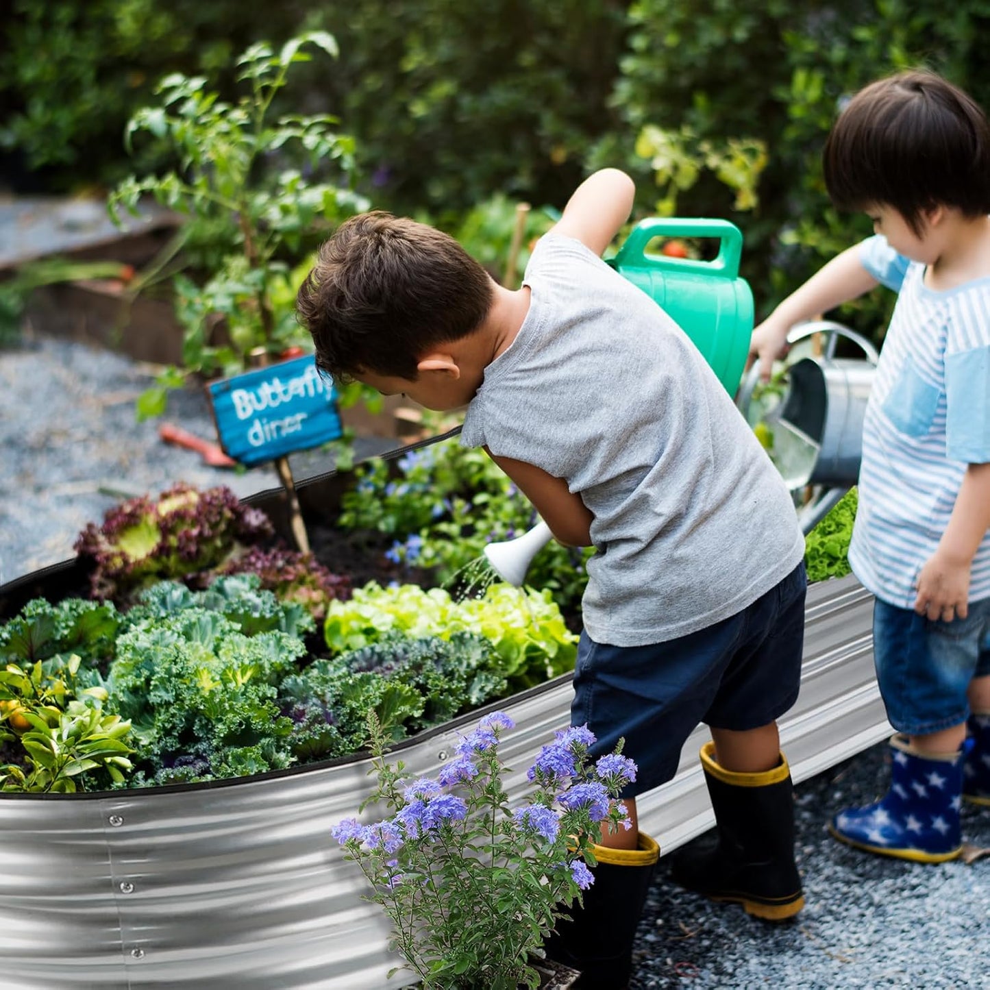8×4×1ft Oval Raised Garden Bed,Galvanized Raised Garden Bed Kit Outdoor Metal Gardening Planter Box for Vegetable, Fruits, Flower，Herbs