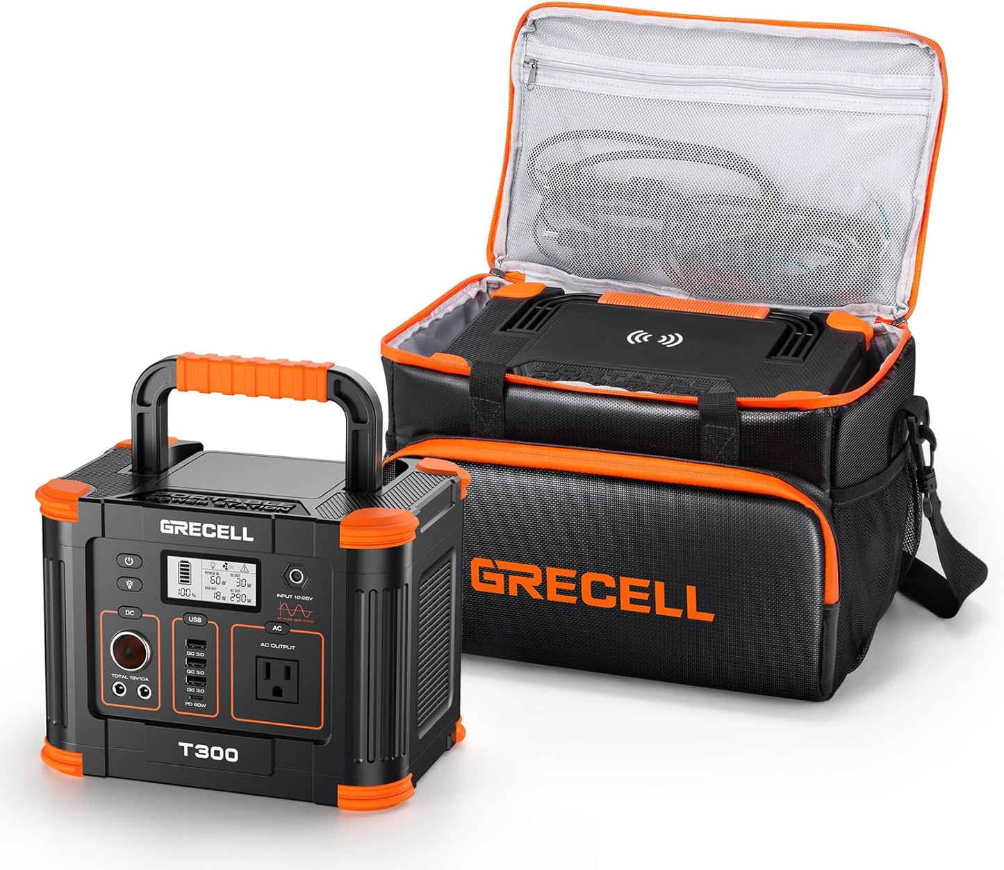 Portable Power Station 300W (Peak 600W) with Fire-proof Carrying Case Bag,  288Wh Solar Generator with 60W USB-C PD Output for Outdoors Camping Travel Hunting Home Blackout