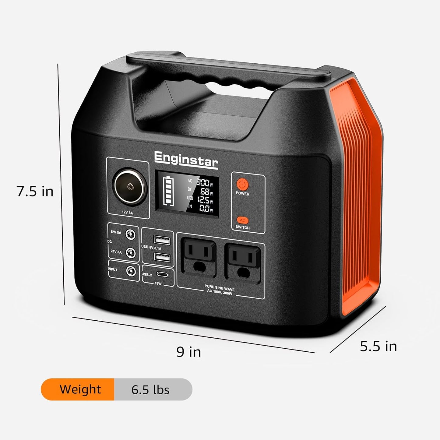 Portable Power Station, 300W 296Wh Battery Bank with 110V Pure Sine Wave AC Outlet,100W Foldable Solar Panel Charger with 18V DC Outlet for Portable Power Stations