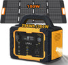 Solar Generator 300W Portable Power Station with 100W Foldable Solar Panel, 294Wh Lithium Battery, 120V/300W AC Outlet, Quiet Generator for Home, RV, Outdoor, Camping, and Emergency Use