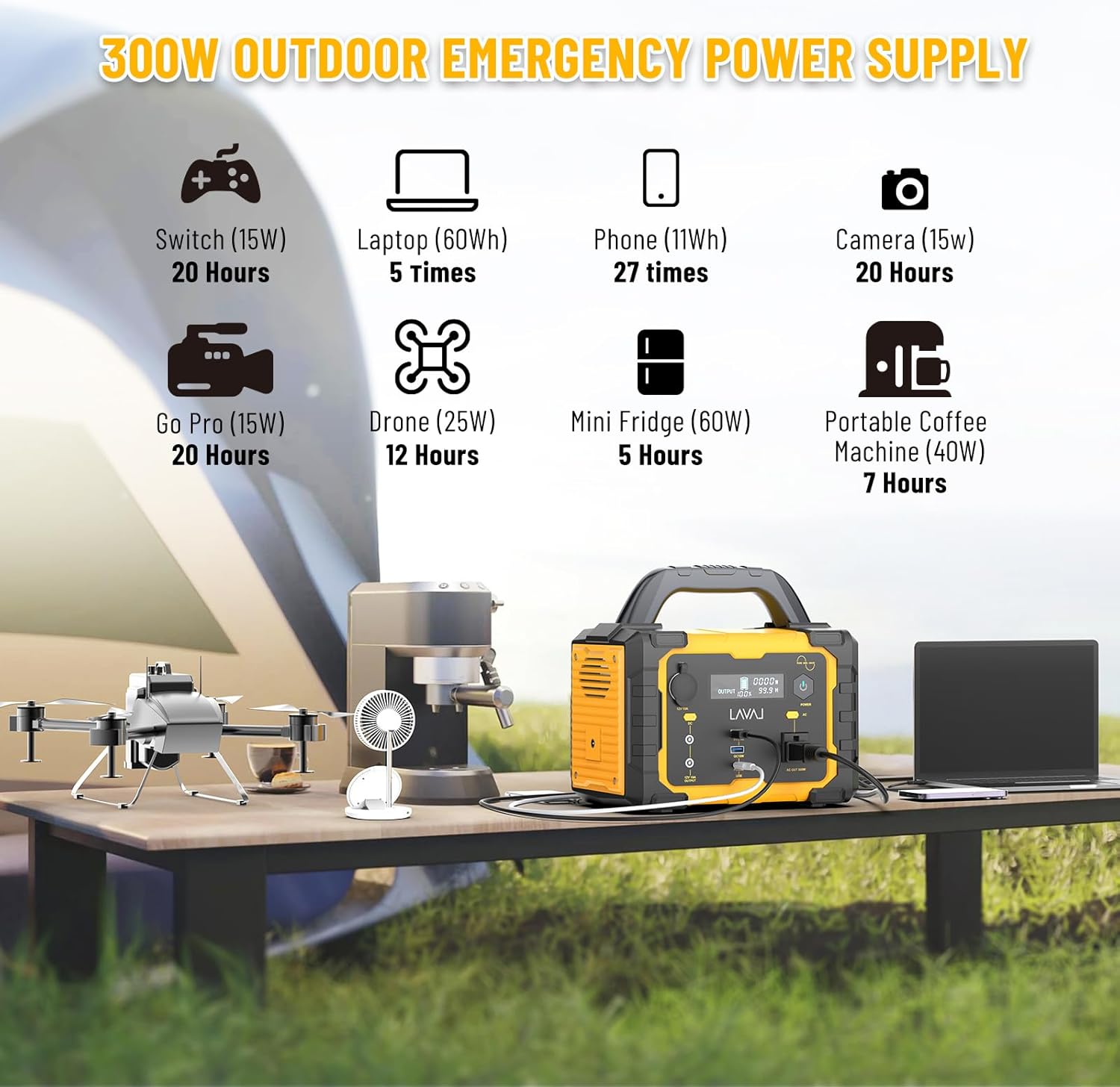 Solar Generator 300W Portable Power Station with 100W Foldable Solar Panel, 294Wh Lithium Battery, 120V/300W AC Outlet, Quiet Generator for Home, RV, Outdoor, Camping, and Emergency Use