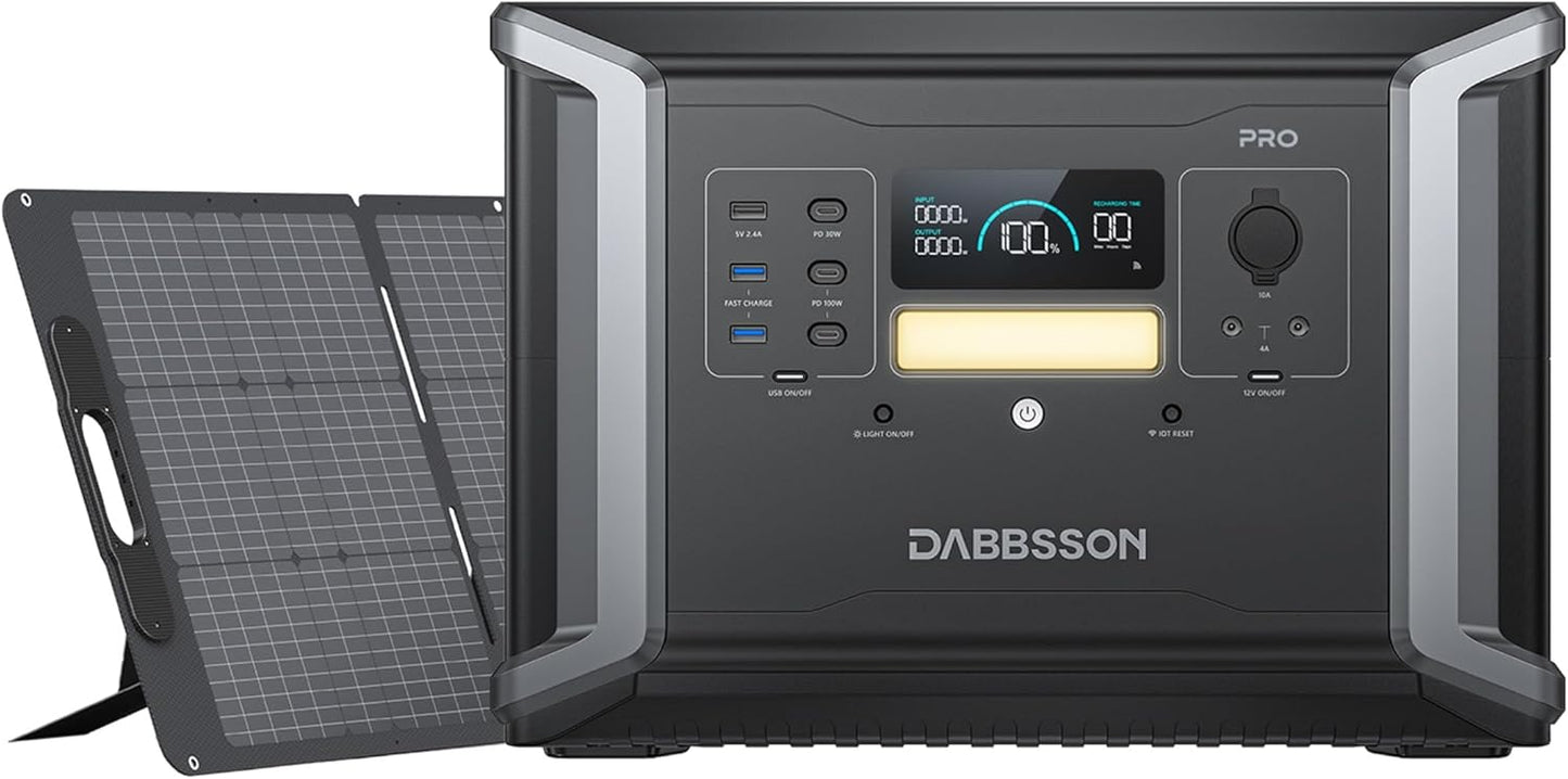 Solar Generator DBS2100 Pro – 2150Wh, 2400W Power Station with 3x210W Solar Panels, Expandable to 4600W & 12.9kWh, AC & Solar Charging, 100W USB-C, 15ms EPS (2024 Model)